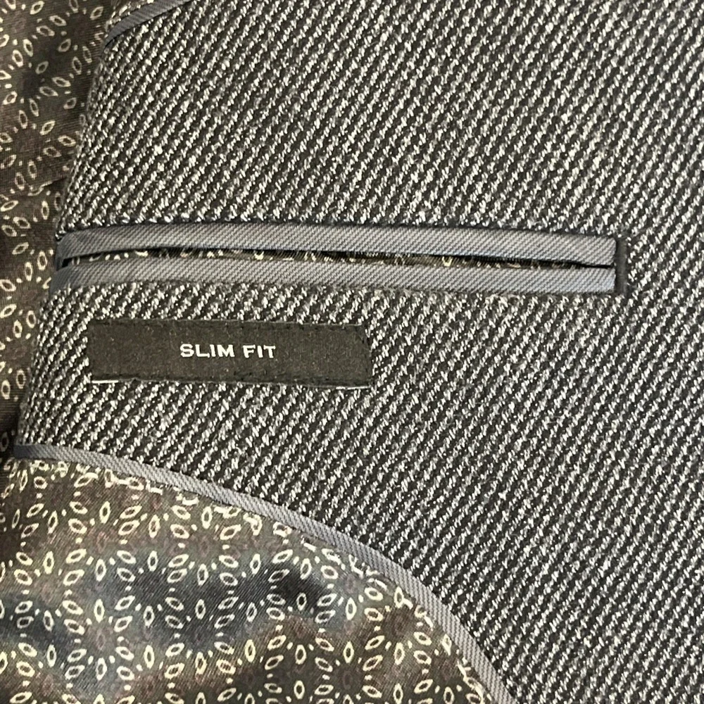 Joe Joseph Abboud x Tessuti Sondrio 40 L Sport Coat Blazer Dark Gray Elbow Patch